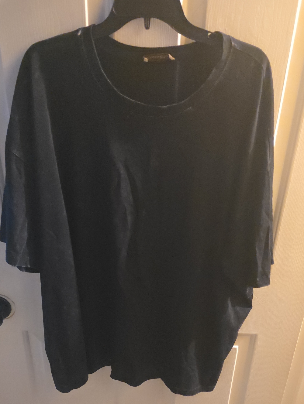 Zenana Outfitters Velvet Short Sleeve Tee - Navy Blue